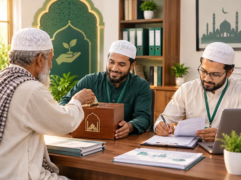 Donors reviewing the distribution report together